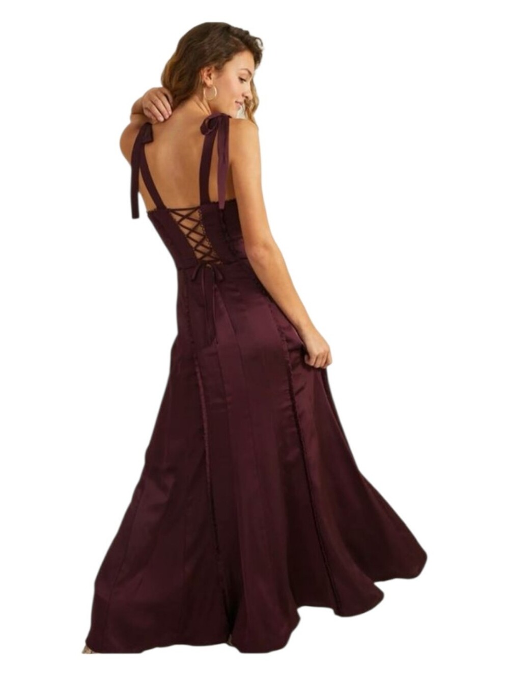 Altar'd State Jacindy Wine Tasting Formal Maxi Lace Back Evening Gown